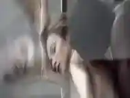 Skinny white lady fucked against glass window by BBC