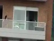Teen girl snaps dirty selfies on balcony
