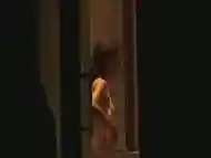 skinny girl caught naked through window