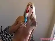 18 Year Old Chanel Grey Shows How She Gives Blowjobs To Huge Cocks With Giant Popsicles