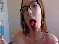 19 year old Addison Blaine nerdy girl in glasses popsicle blowjobs