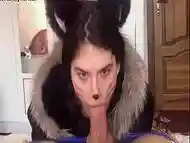 Affectionate Cat Deep Sucking Big Dick - Oral Creampie