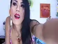Beautiful Asian shemale makes you horny so you will eat your own cum