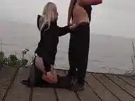 Blonde fucks on the beach with a stranger