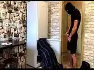 Breaking and entering the ass of the owner of the house. Robber FUCKS a stuck MAN in the refrigerator