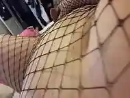Chubby Trans Girl Cums in Fishnets
