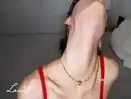 Close Up Neck Fetish, Girl In A Red Bra Teases Your Imagination