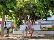 Fully naked on the park bench