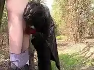 Handjob in the woods