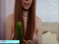 I was very horny and found a cucumber in the refrigerator. My sweet pussy loved it