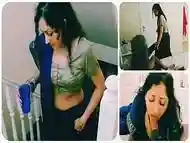 Indian girl in saree gives old man a blowjob