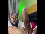 Masturbates his Big Black Dick Till he Cums (Cumshot)