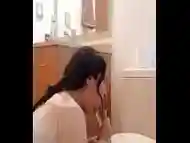 Mexican Cutie Rides Huge Dildo In Her Bathroom