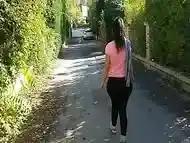 PUBLIC STREET, CURVY BRUNETTE FLASHING TITS AND BLOWJOB FOR MONEY