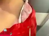 milf in red rubber raincoat used for wet fun doggystyle fuck in the shower