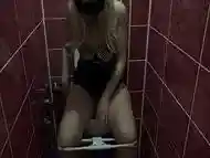 A blonde in a short skirt shows you her white panties and a delicious hairy pussy, shows how she pisses on the toilet. Amateur fetish.