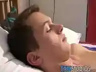 Adorable twink youngster Alexander Petrov tugs his big cock