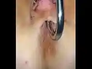 Amateur SideShow Suspension with Pink Pussy Prolapse with Anal Hook !!!!!