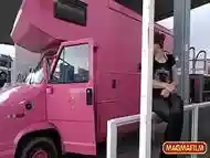 Amateur honey gets pumped in the van