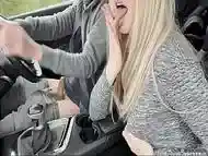 Amazing handjob while driving!! Huge load. Cum eating. Cum play.