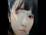 Asian girl face cum tribute