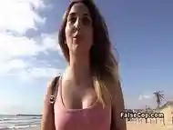 Babe sucked cops big dick on the beach pov