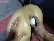 Big ass pig winks her ass hole after opening it with a big ball