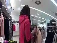 Blonde Girl after persuading goes shopping with a stranger