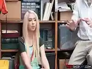 Blonde teen thief gets caught and fucked by security