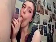 Blowjob from a horny beautiful teen