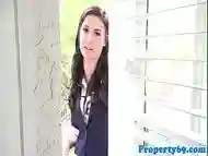 Busty realtor cocksucking landlord before sex