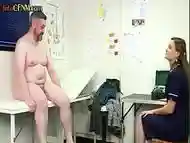 CFNM nurses examining smallcock fat guy in medical infirmary