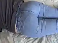 Compilation - 58 year old exhibitionist mom shows off her big ass with jean on and jean bottom