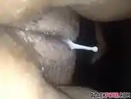 Cum dripping slowly out of black pussy