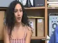 Curly Latina thief meets the officers hard dick