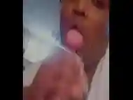 Cute ebony chick sucking BBC