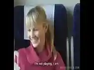 Czech streets Blonde girl in train