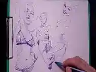 Drawing sexy girls with big tits, juicy ass with a ballpoint pen