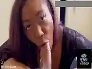 Ebony baddie slobbin some dick before bedtime