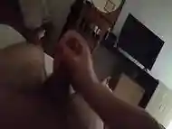 English woman doing a handjob to a portuguese guy in her hotel