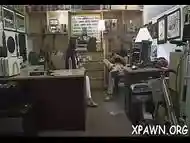 Girl is having sex in shop