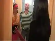 Horny couple caught fucking in school bathroom