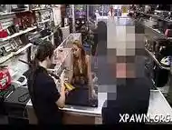 Horny cutie has sex in shop