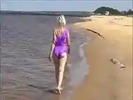 Hot blonde on the beach