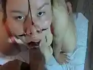 I fuck her beautiful face, I cum inside her nostrils and the cum comes out of her mouth