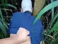 Married man giving his ass while it gets dark in the bush