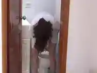 Mother is filmed by stepson while urinating and jerking off