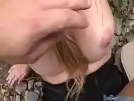 Reality ginger BJ babe POV fucked outdoor after casting