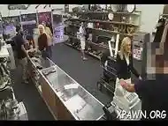 Sexy harlot does not shy away from having sex in shop