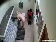 Slow Pussy Masturbation in Public Solarium